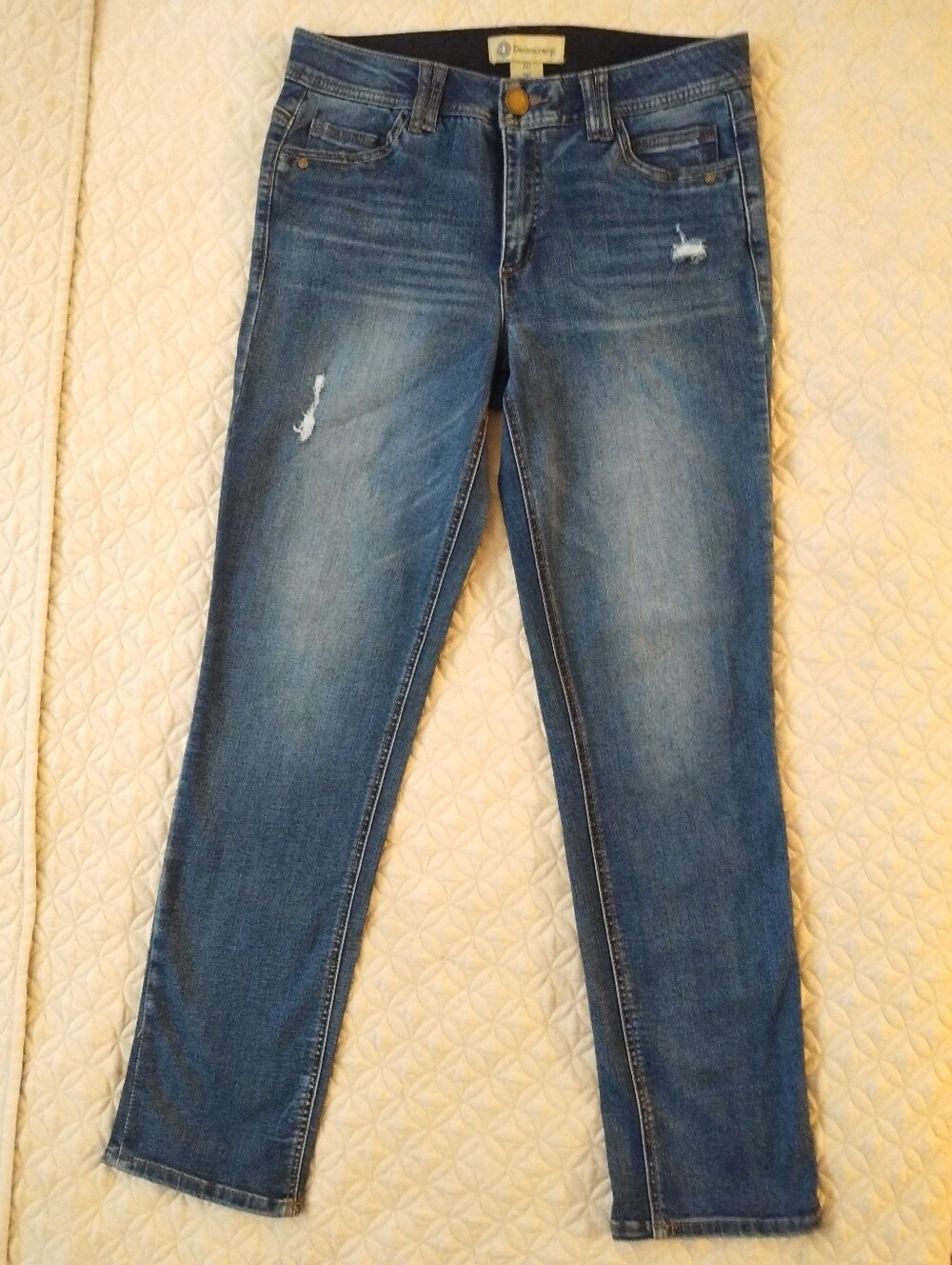 Democracy Jeans Womens 10 Mid Rise Straight Leg Ab Solution Distressed Like New